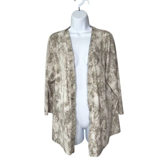 Chicos Women’s L Open Front Shimmer Ruffle Trim Cardigan - Picture 2 of 8